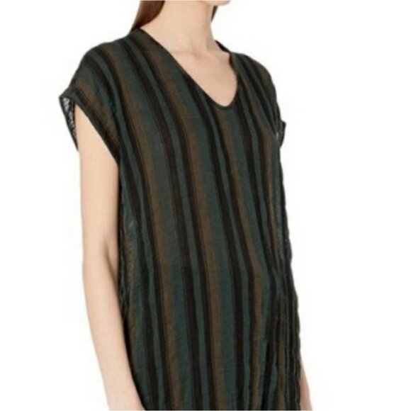 Eileen Fisher Striped Organic Linen Tunic Top Women's XXS/XS Oversized - Picture 2 of 7